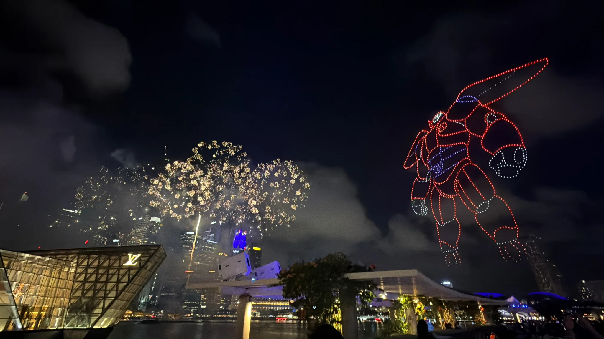 Armoured Baymax theme firework and drone show